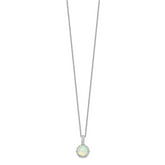 Cheryl Elegant Sterling Silver Opal and CZ Necklace with Polished Finish